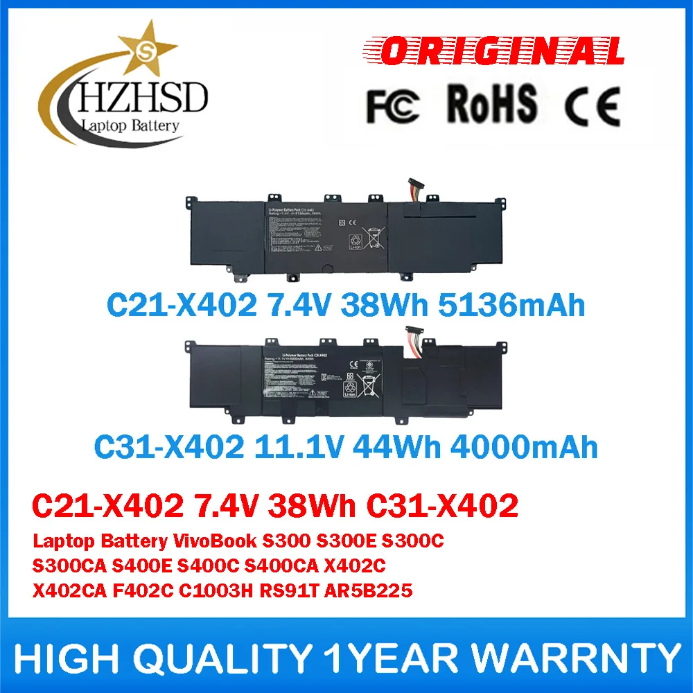 C21-X402 7,4 V 38Wh C31-X402 11,1 V 44Wh batería original para ordenador portátil Asus VivoBook S300 S300E S300C S300CA S400E C1003H