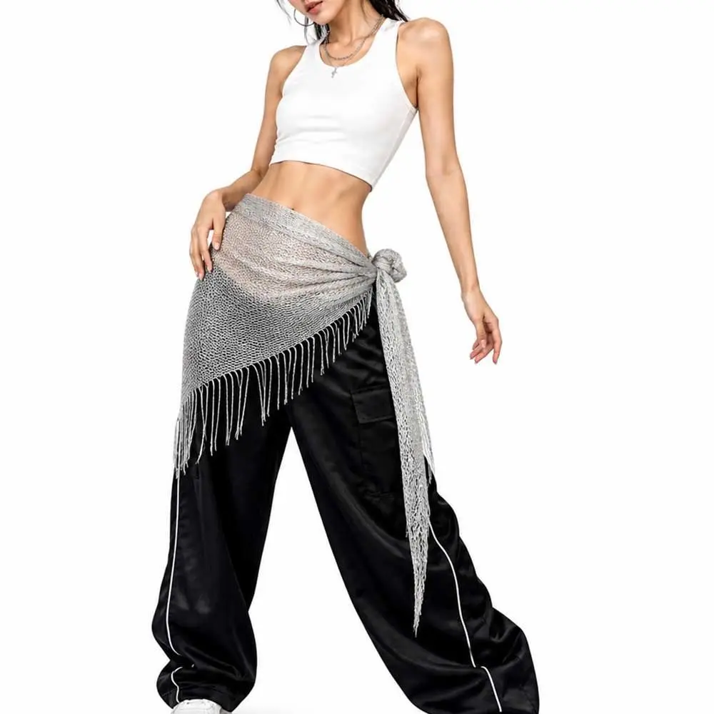 Elegant Pure Color Women Shawl Shining Tassel Sunscreen beach Scarf Long Triangular Butt Curtain Women Girls