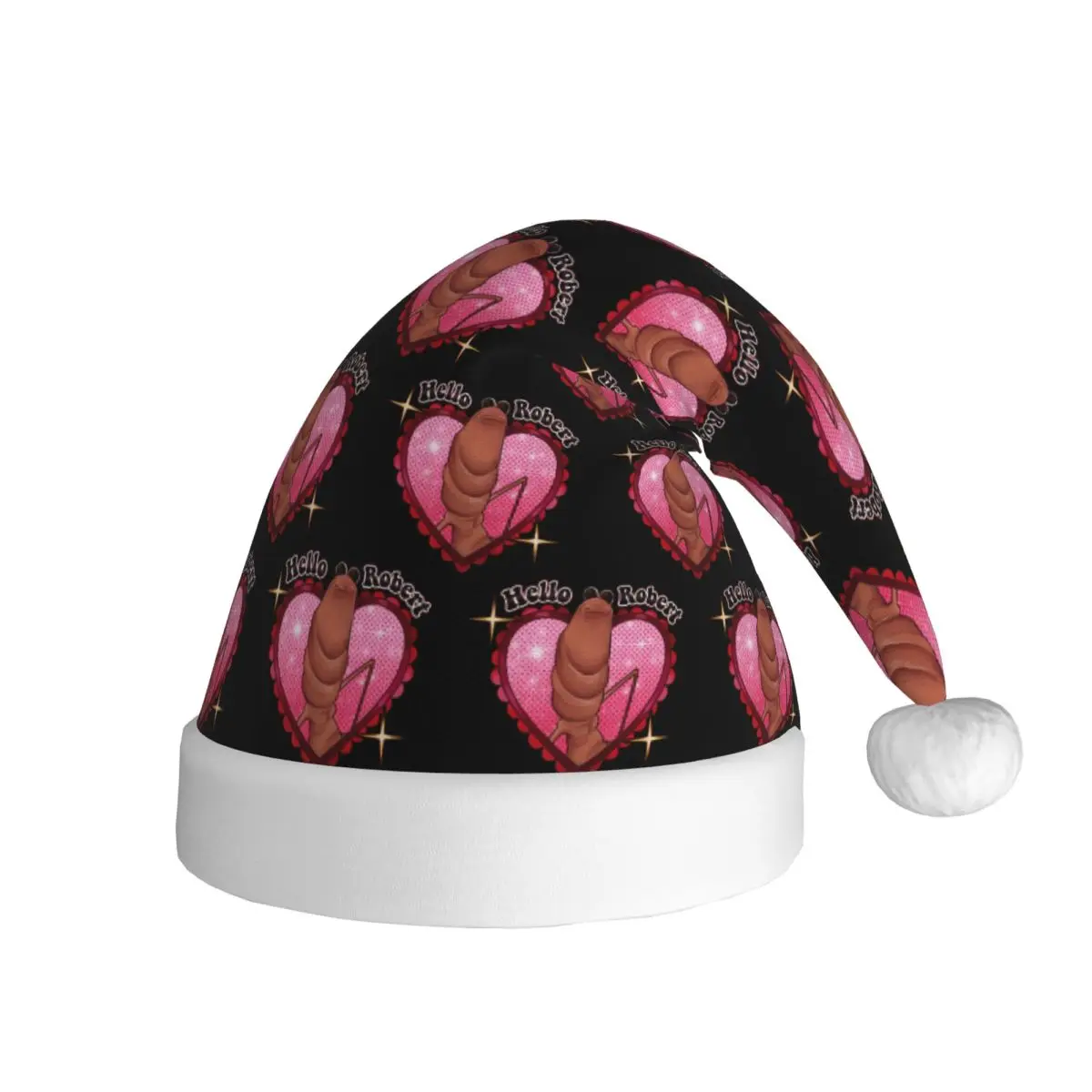 Marcus The Worm Hello Robert Cute Cartoon Christmas Hat for Adult Men Women Santa Hat Cap Xmas Accessories