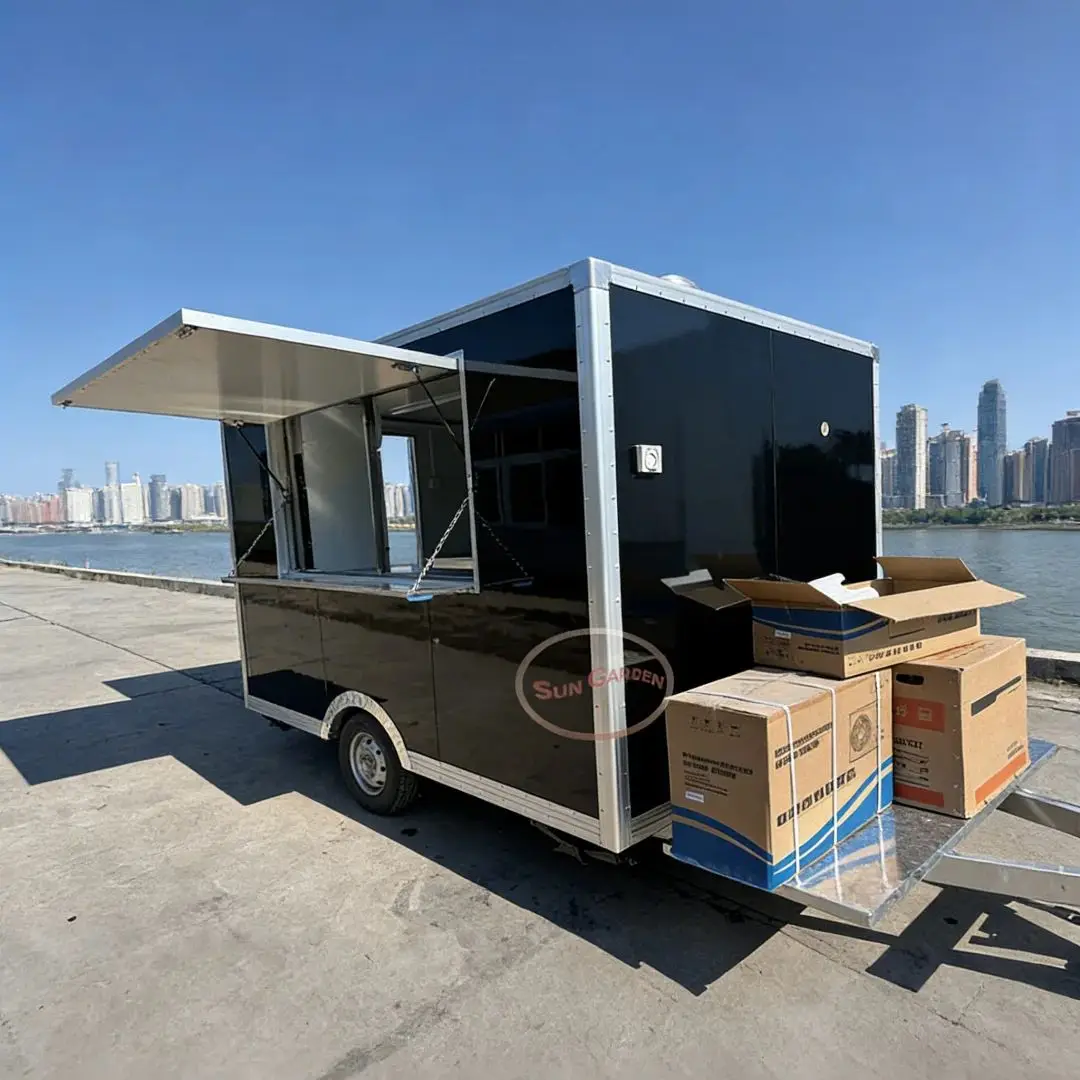 Commercial Mobile Kitchen Cart Food Vending Trailer with Large Service Window for Food Truck Business
