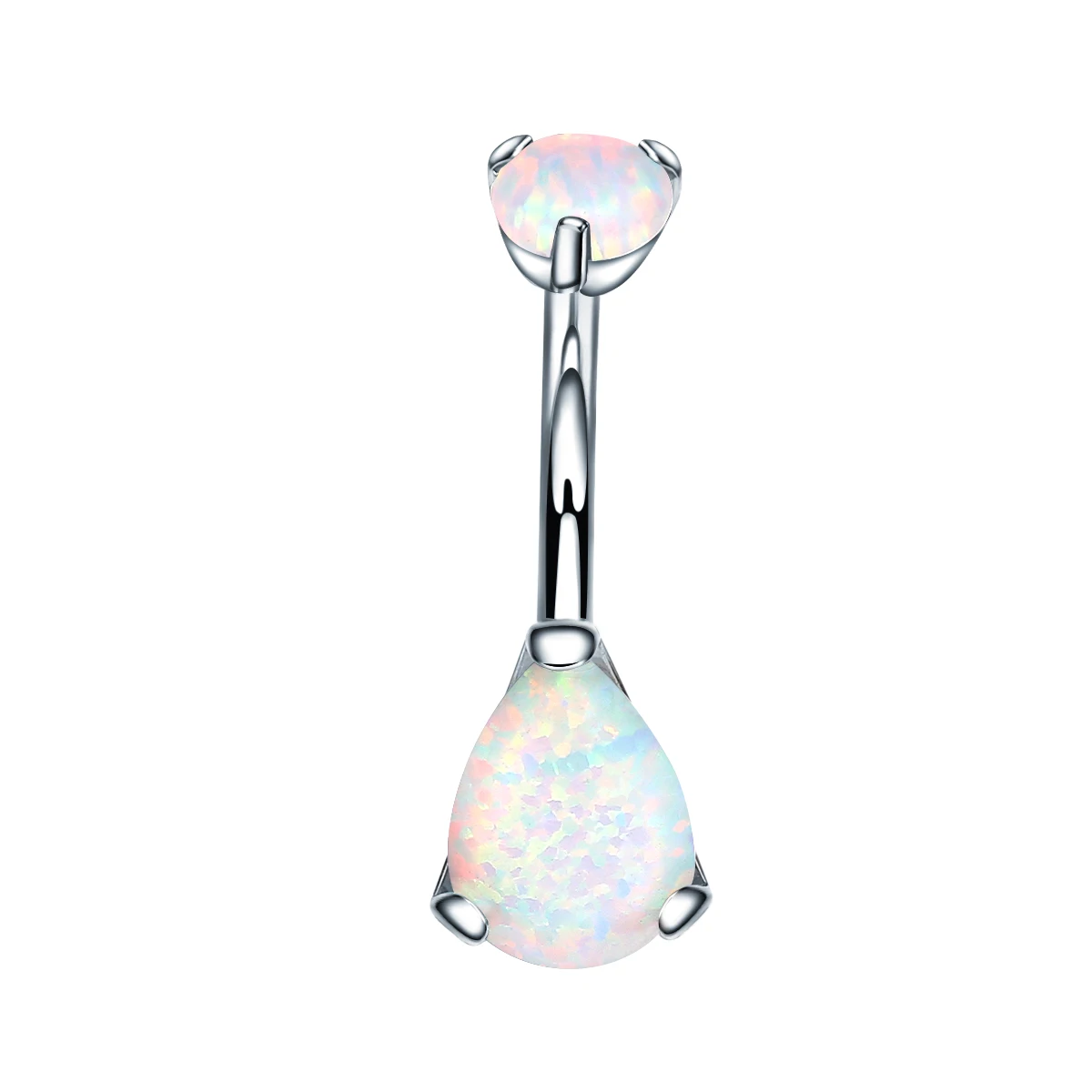 

VOJO Teardrop Belly Button Ring Navel Cubic Zircon Opal G23 Titanium Hypoallergenic Threaded 14G Body Piercing Jewelry for Women