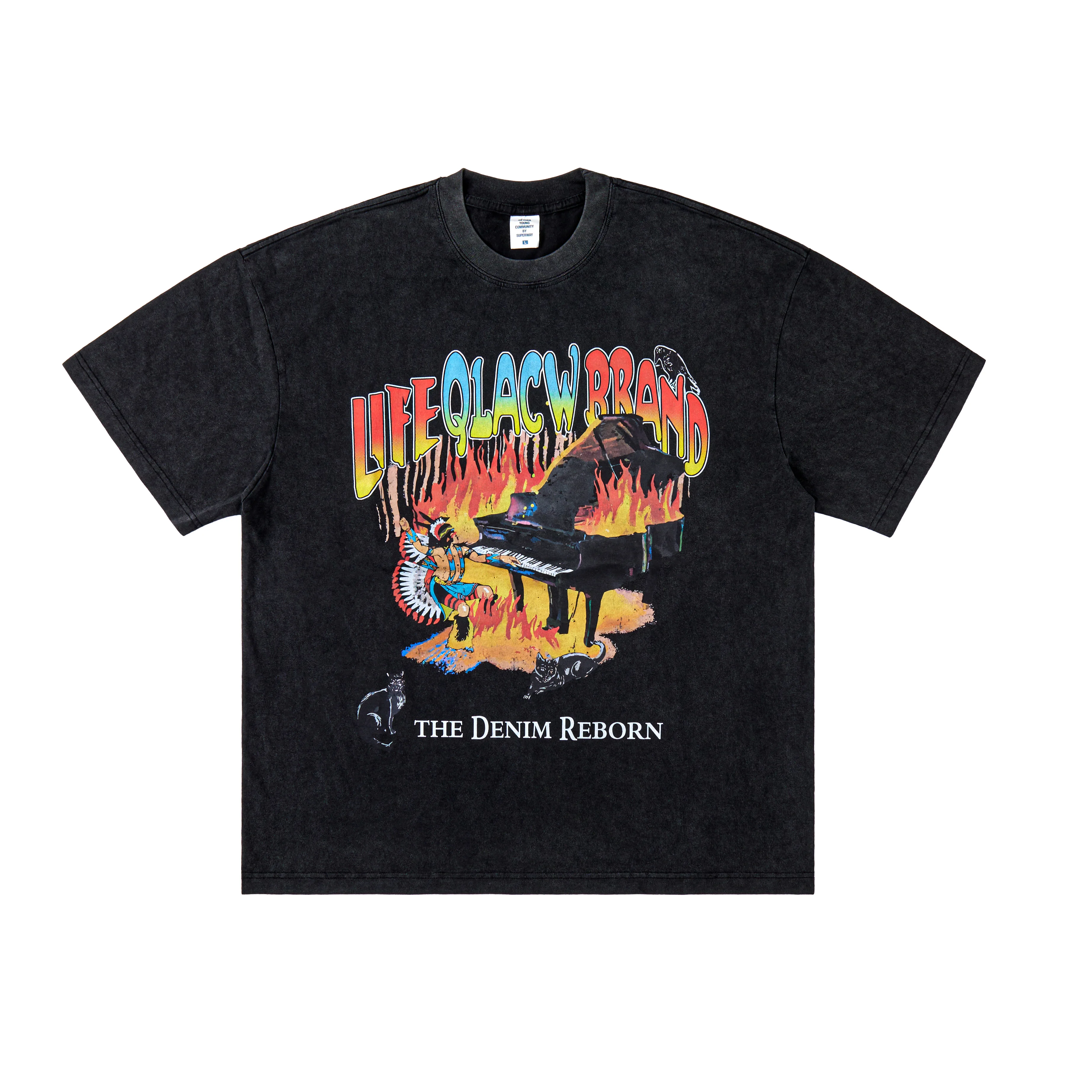 

SUPER WAY 25SS Piano Print T-shirt Men Women Top Quality Casual Cotton Tees Tops Tshirts F-499#