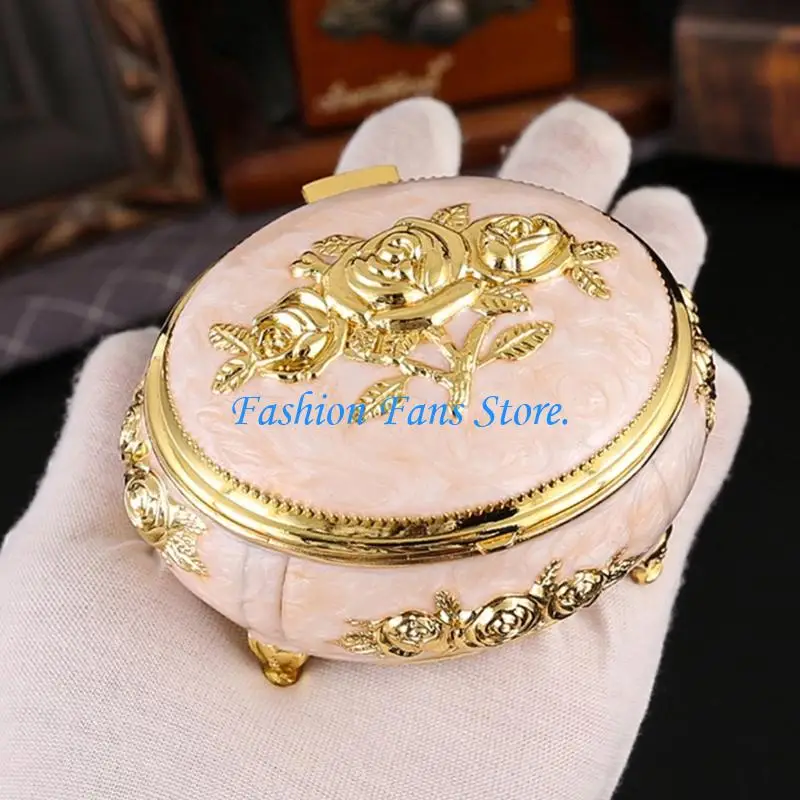 Retro Themed Metal Jewelry Holder With Protective Fabric Lining For Gift Giving