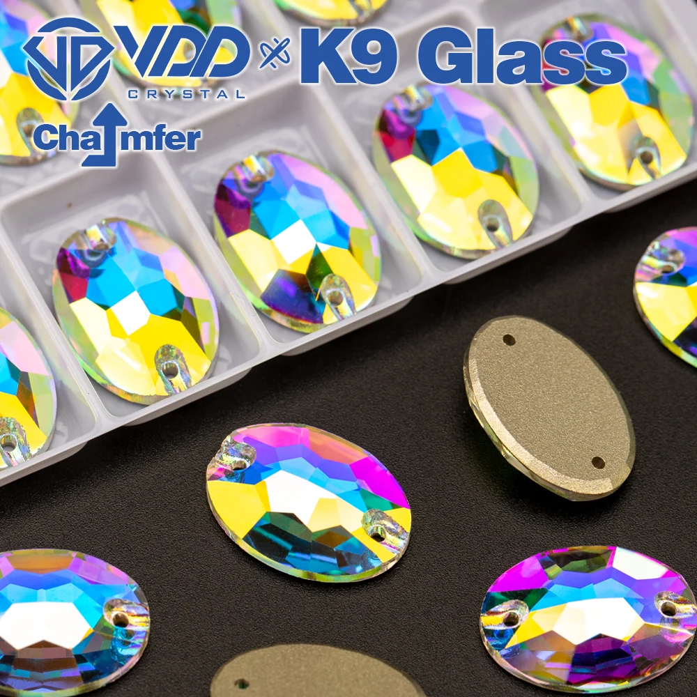 VDD Oval AAAAA Top Quality K9 Glass Sew On Crystals AB Rhinestones Sewing Flat Back Stones For Clothes Accessories Wedding Dress