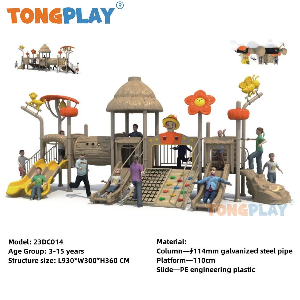 Tong play serie de espantapájaros medianos, Tobogán al aire libre, equipo de fábrica de calidad, patio de juegos al aire libre para niños