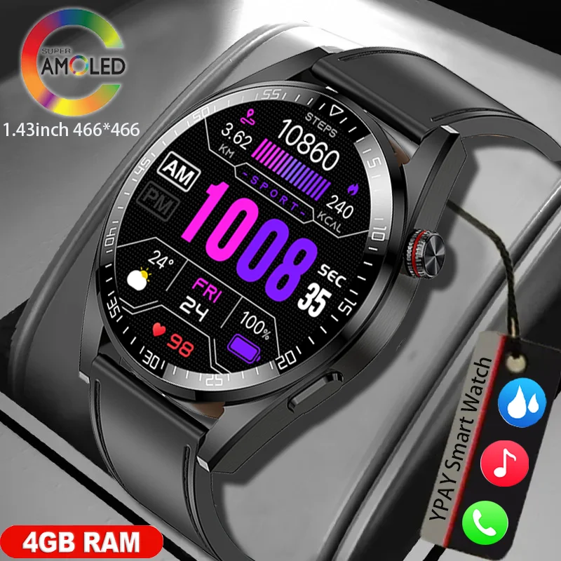 

2023 New men's AMOLED Smartwatch HD Bluetooth Talk 4GB memory 466*466 full screen touch 3ATM deep waterproof smartwatch for men