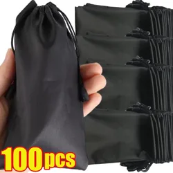 Sunglasses Storage Bag Women Men Black Waterproof Portable Storage Bag Dustproof Drawstring Fashion Glasses Bag Simple Accessory