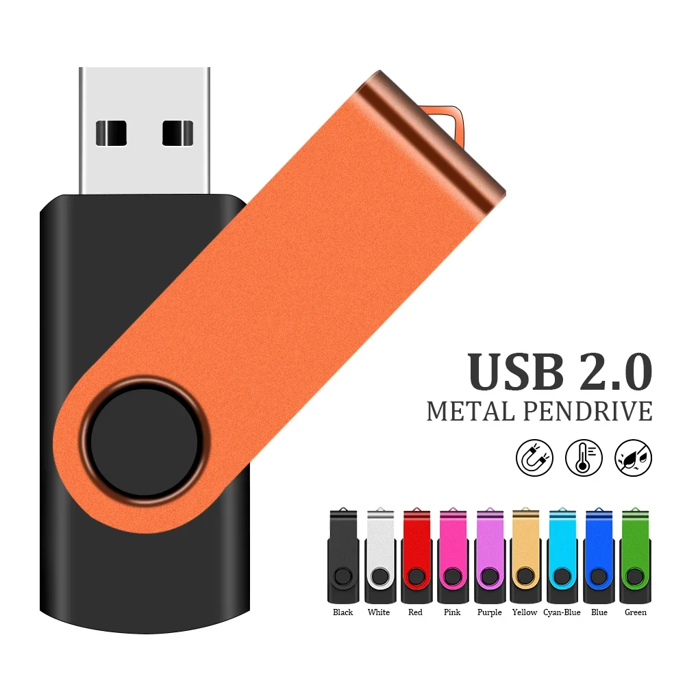 

Rotatable USB Flash Drive 128GB 32GB Metal Pen Drive 16GB Green Memory Stick 64GB Flash Disk Real Capacity Pendrive 8GB USB Disk