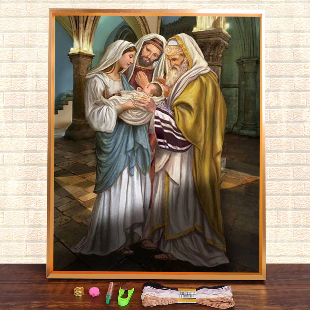 

Portrait Religion Pre-Printed 11CT Cross Stitch Embroidery Set DMC Threads Painting Craft Handiwork Handmade Mulina Gift