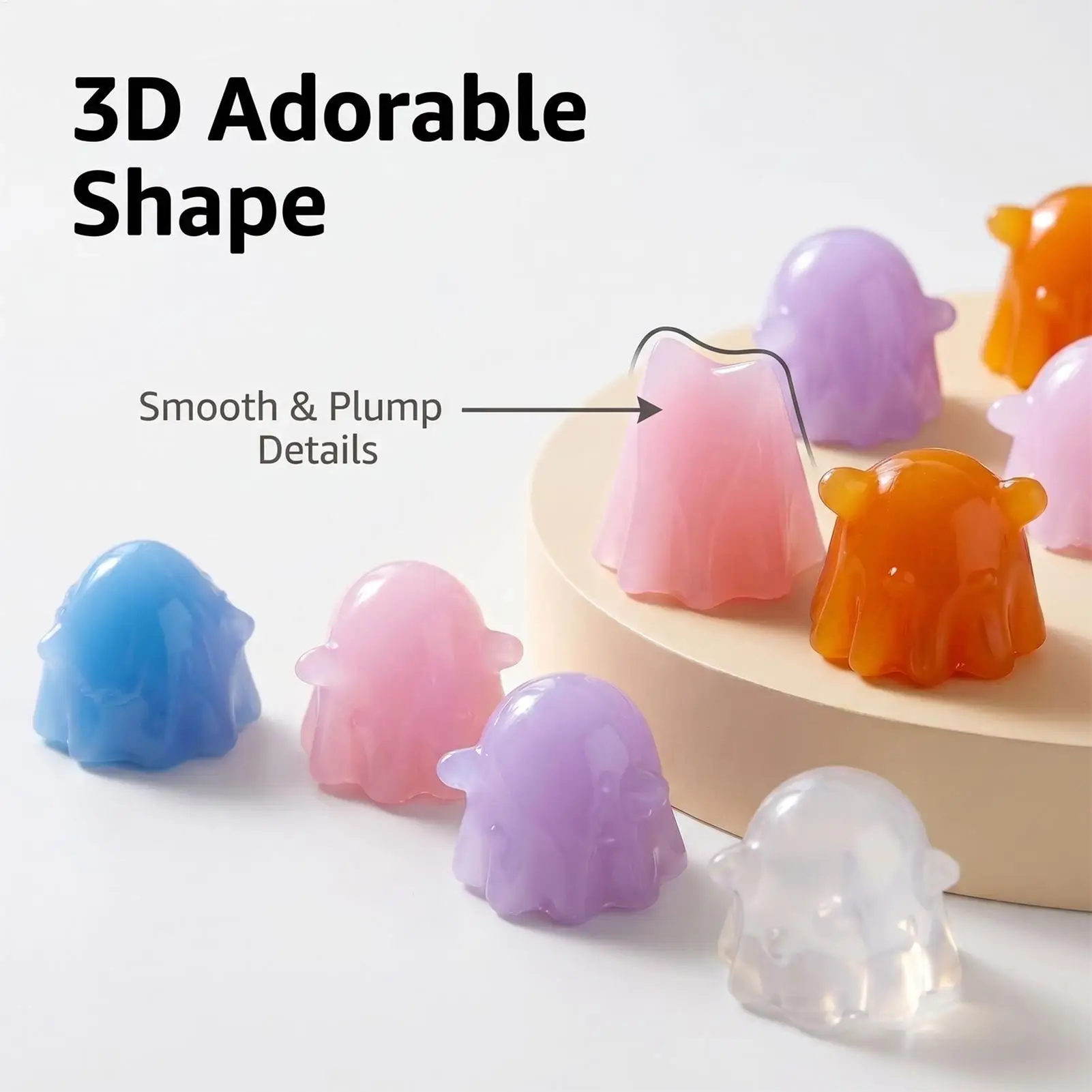 Ghost Mold 3D Silicone Resin Casting Jelly Cute Non-Sticky 7pcs DIY Epoxy Mold for Wax Candle Fondant Clay Miniature Dollhouse view 3