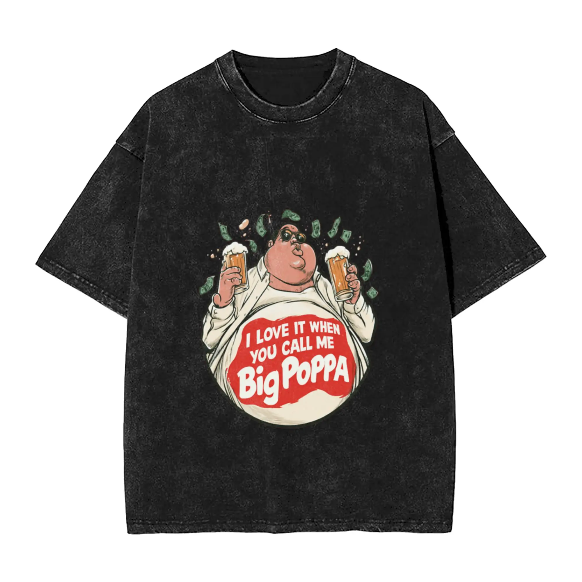 Big Poppa Hip Hop Music Lyrics Art   Classic Rap Fan Stylish A T-Shirt Oversized Short Sleeve Men's Women's Cotton Tees Tops