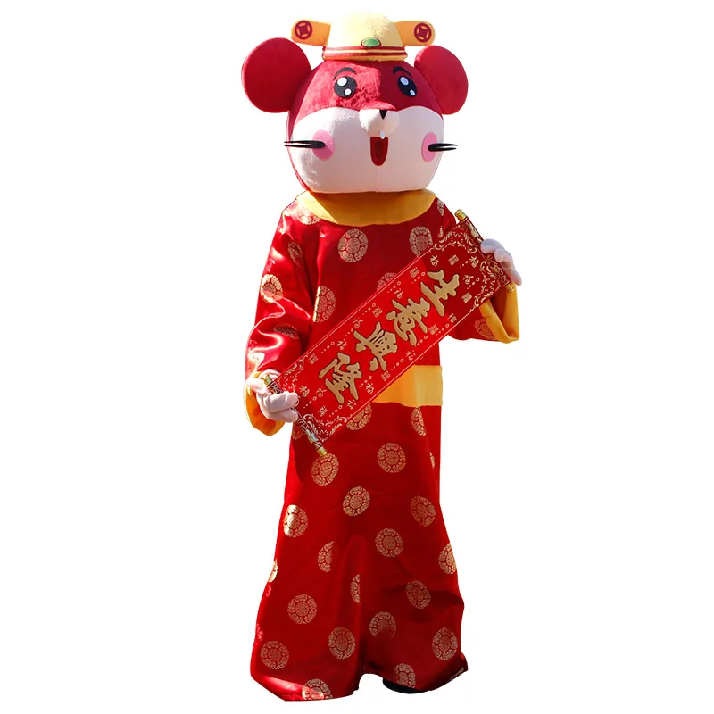 

New Year MOUSE Cartoon Mascot Costume Red Fancy Carnival Dress Animal Mascot Apparel