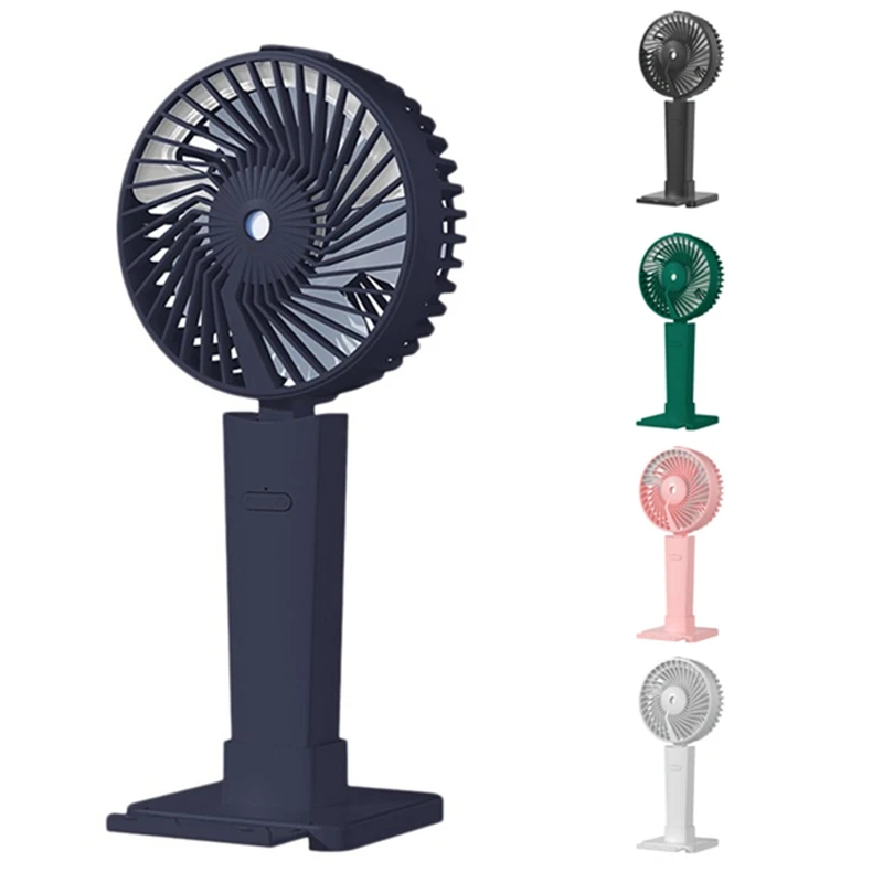 4 In 1 Mini Portable Fan Misting Fan Cooling Hand Holding Fan Desktop Phone Holder Multifunction Travel Cooler Fan