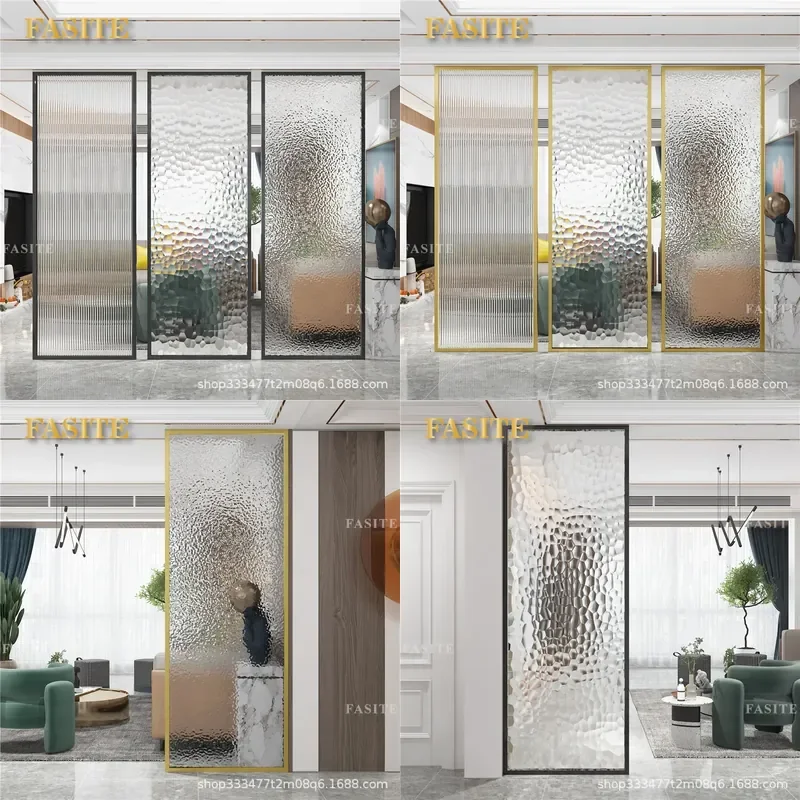 For Changhong Water Ripple Art Tempered Glass Half Wall Partition Bathroom Living Room Restaurant Hotel Entrance Screen