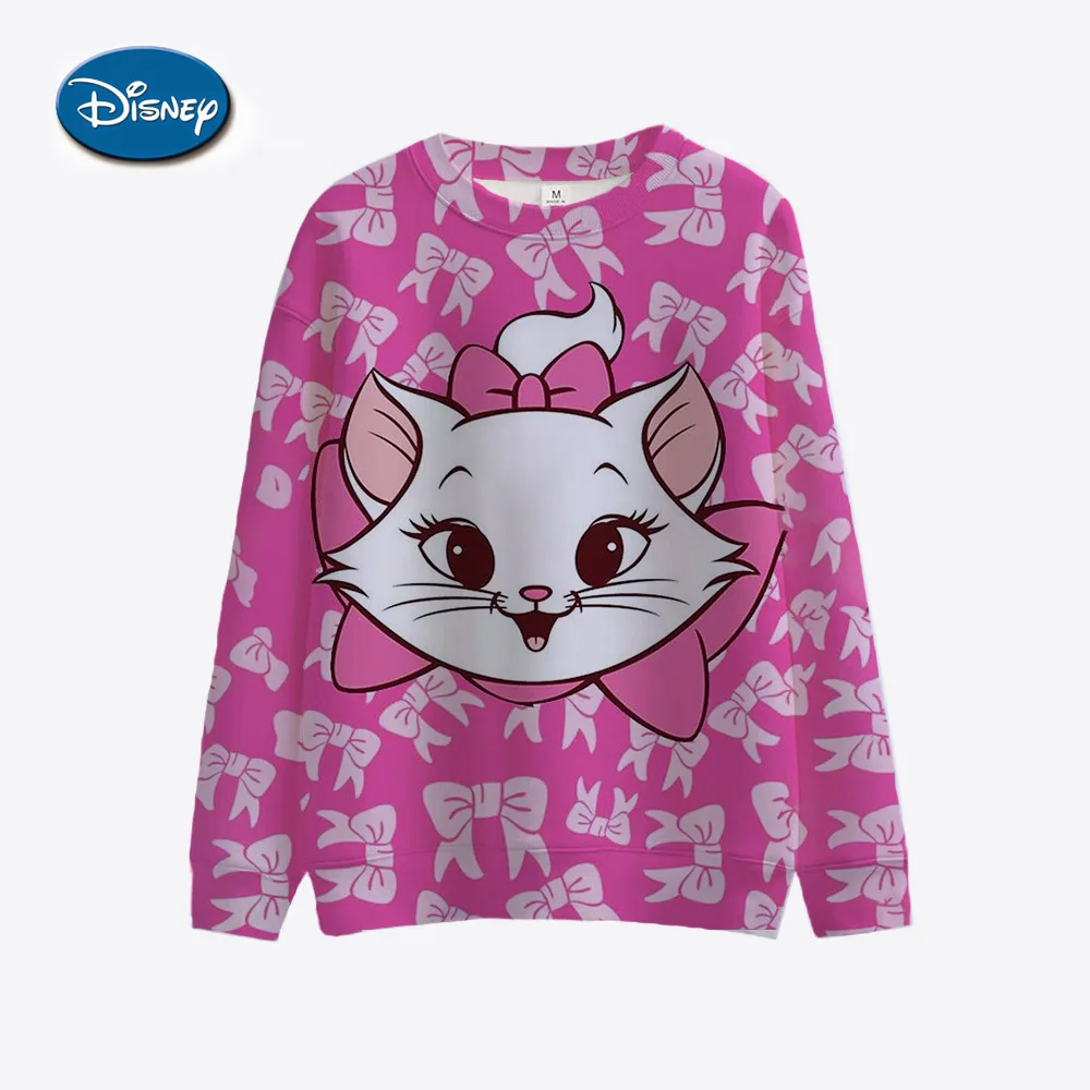 

Disney Mary Cat Cartoon Printed Women's Sports Shirt Long Sleeve Round Neck Pattern Hoodie Couple Valentine's Day Gift Women's W