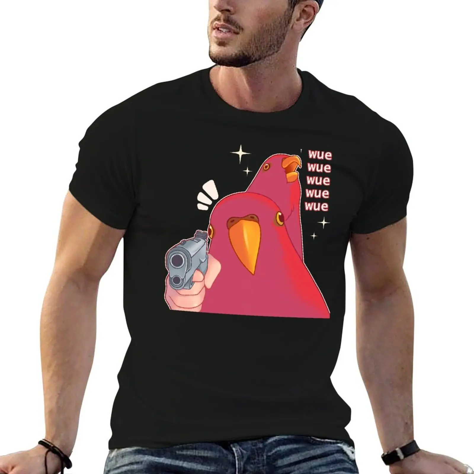 red bird laughing wuewuewue T-Shirt boys whites Personalized t-shirt t shirts for men cotton
