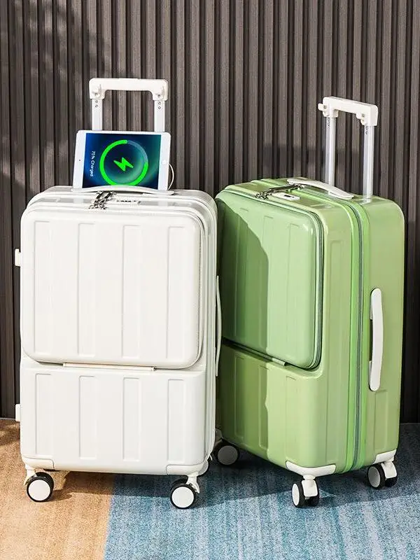 20-inch-front-opening-cover-luggage-multi-functional-women's-business-trip-small-side-opening-pull-rod-carry-on-suitcase