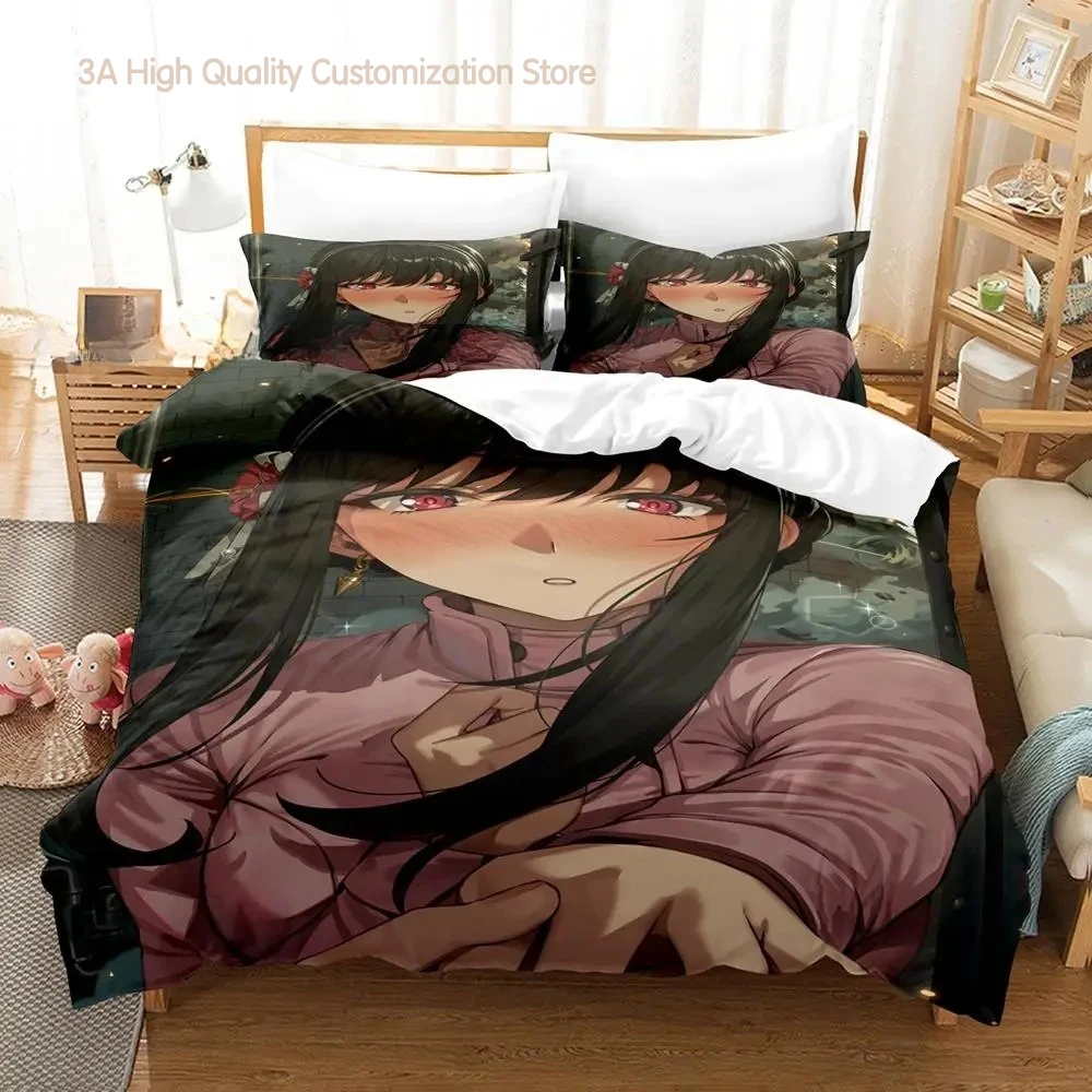 Spy Family Yor Forger Bedding Set Single Twin Full Queen King Size Bed Set Aldult Boys Bedroom Duvetcover Sets Anime Bed Sheet view 3