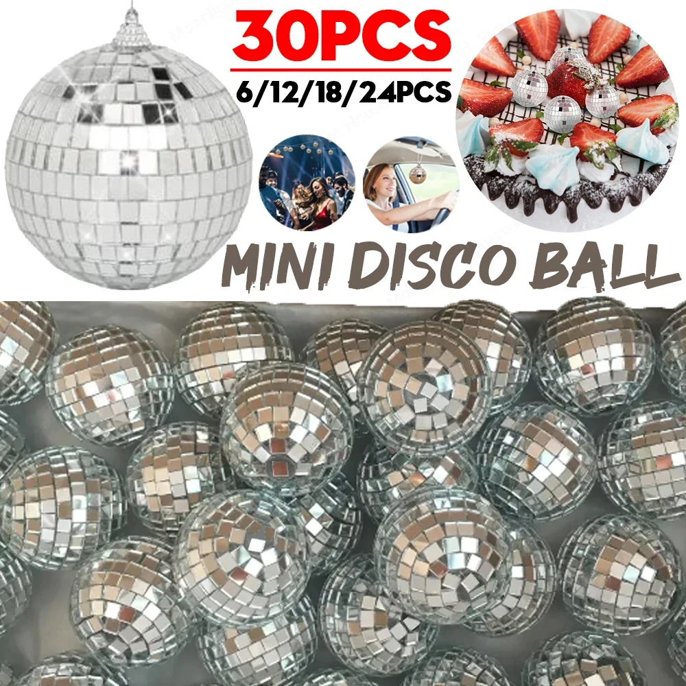 

3-10cm Mirror Disco Ball 70s Party Decorations Reflective Hanging Ornaments for Birthday Party Cake Decoration Wedding Supplies