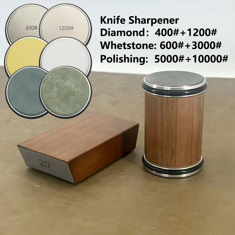 Rollende messenslijper Magnetische meshouder Diamantslijpsteenset met 15 en 20 graden hoekrol Keukenaccessoire