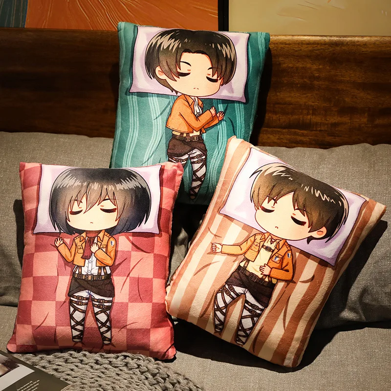 Attack on Titan Plush Stuffed Pillows Eren Mikasa Levi Dakimakura Kawaii Anime Throw Pillow Animation Dolls Manga Body Cushion