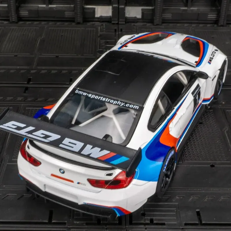 1:24 Scale BMW GT Race Car Model: Detailed Diecast Metal, Openable Doors, Hood & Trunk, Authentic Sound & Lighting, Reverse Func