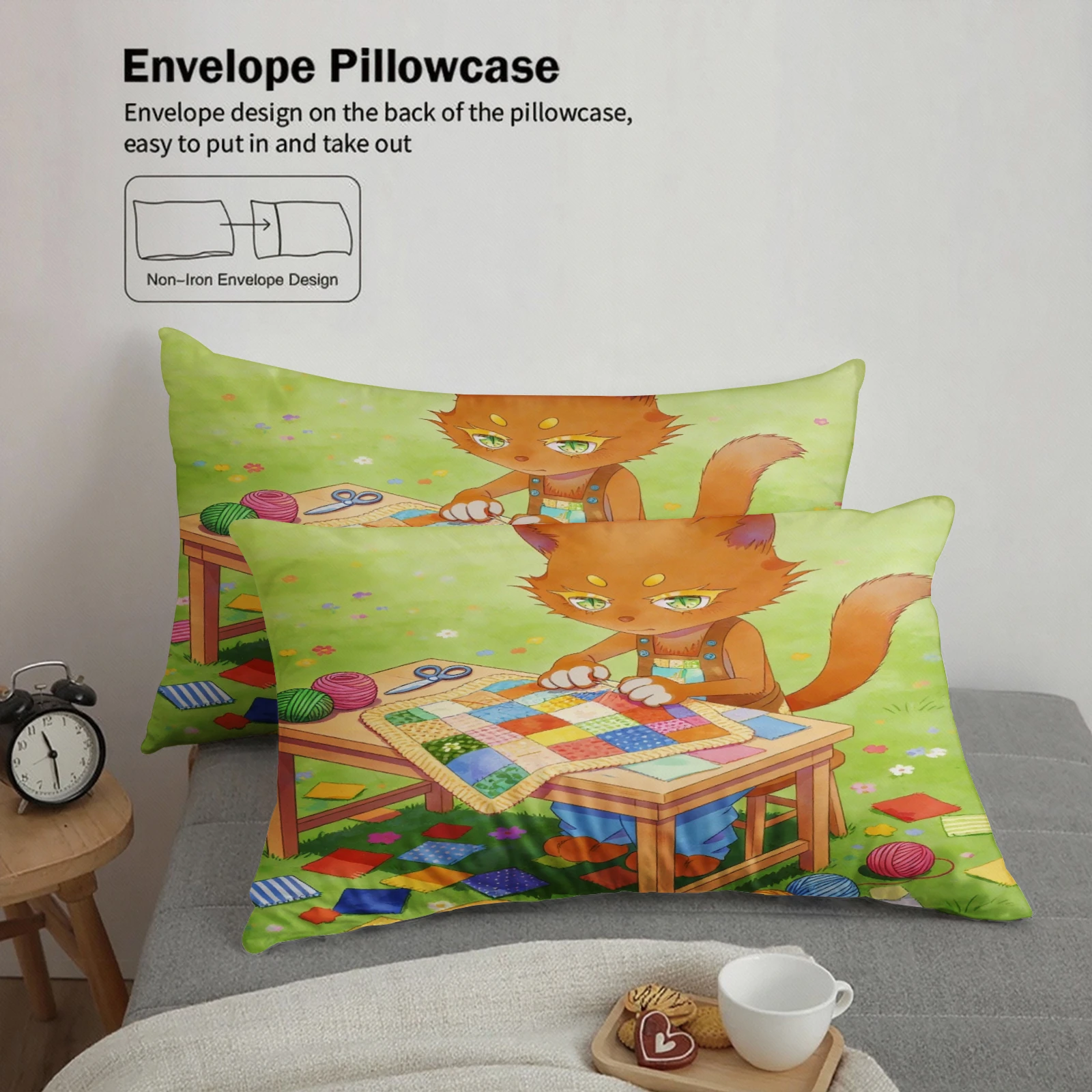 Kids Bedding Set Softville Cozy Town Cute Fern the Quilt Fox With Duvet Cover & Pillowcase For Children's Bedroom Decor