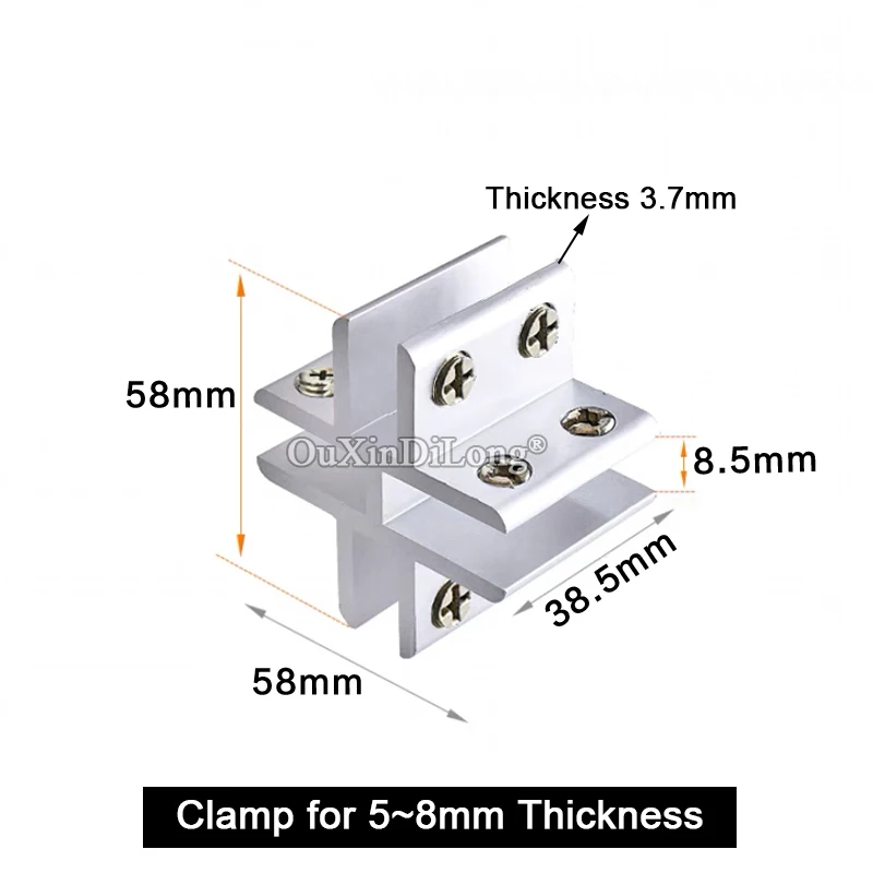 Brand New 4PCS Aluminum Alloy 4 Ways Glass Clamps Clips Cross Acrylic Board Frame Glass Fixed Brackets Connectors for 5~12mm