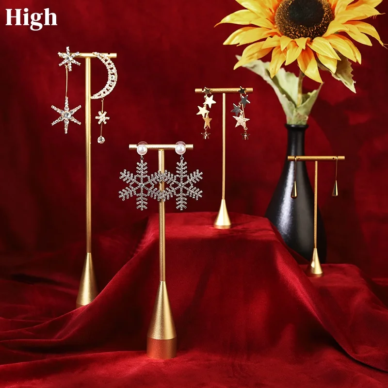 

Metal 28cm 20cm Earring Organizer Shelf Women Jewelry Holder 13cm Ear Stud Display Stand Pink Silver Black Color Jewelry Show