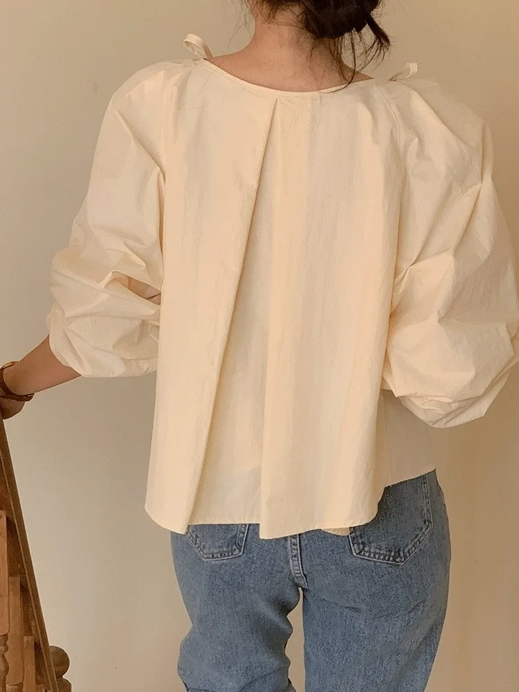 

Chic Spring Anti-Aging Knot Loose oulder Sve Sun Protection Simple Fre Sle Women's irt Top