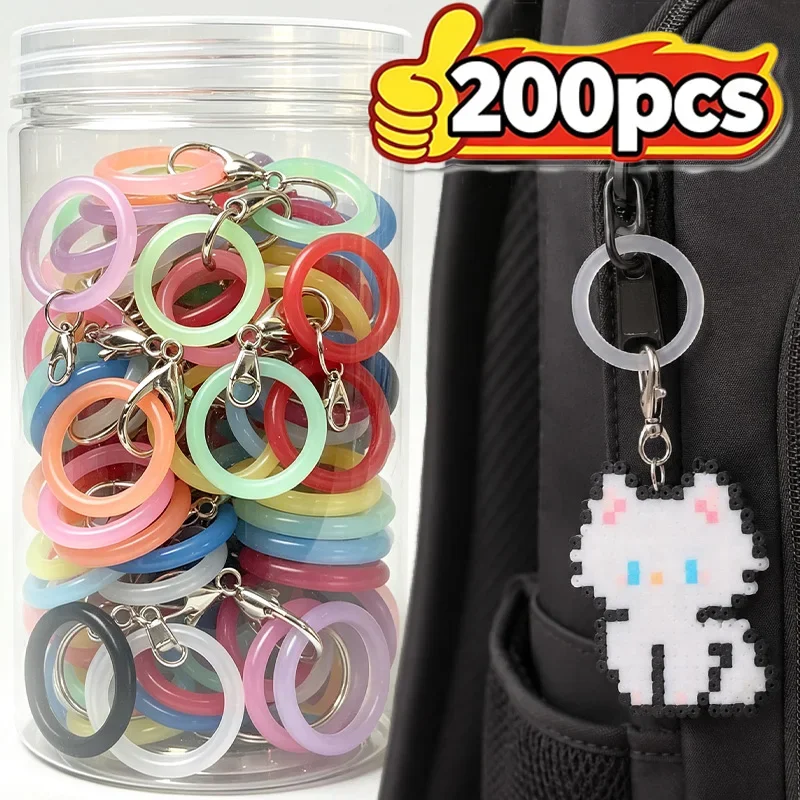 O-Shaped Silicone Keyring Flexible Rubber O Rings Keychain Connectors Bag Charm Making Small DIY Jewelry Accessories