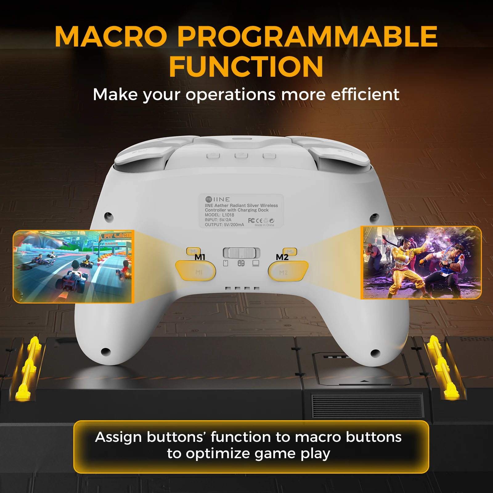 Controller Wireless IINE Helios Gilded Silver con Dock di ricarica