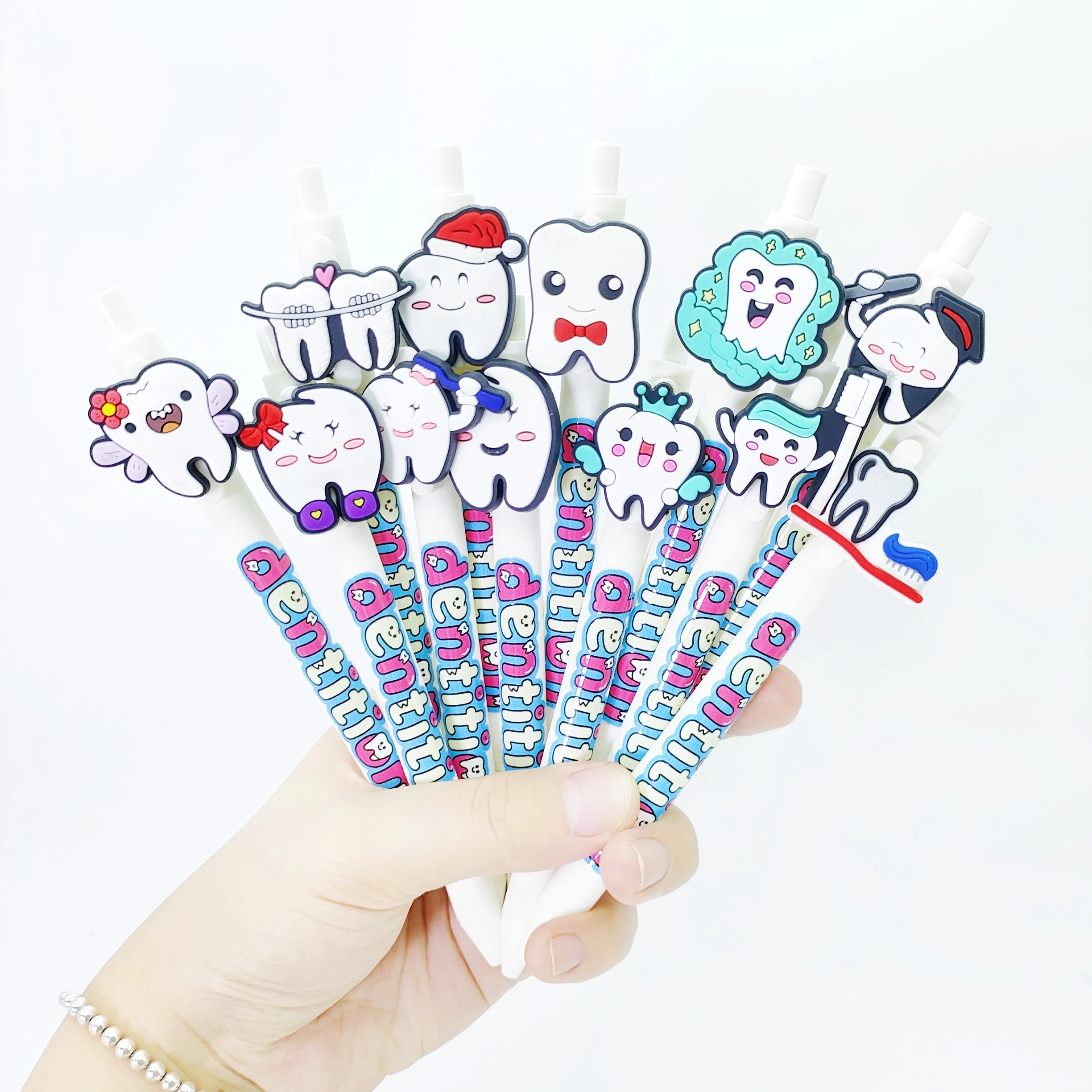 

12/24PCS Dental Styling Theme Ballpoint Pen Student Writing Stationery Office Meeting Minutes Press Pen.