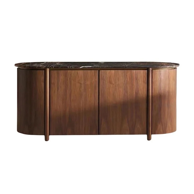 porch cabinet, simple curved marble, noodle, dining side cabinet, living room, American light luxury coffee table storage