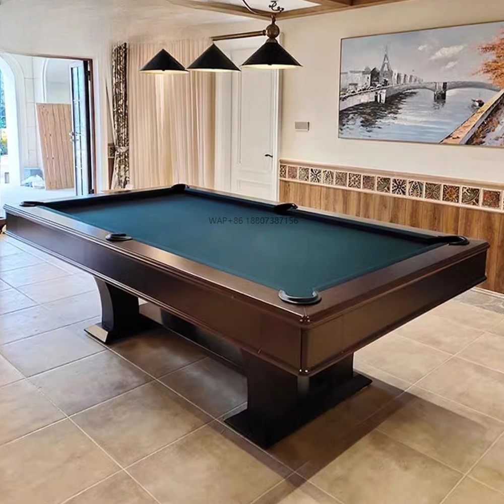 High Standards American Pool Nine-Ball Table Solid Wood Billiard Table Slat Cushion Leather Pocket Full Set Accessories Included
