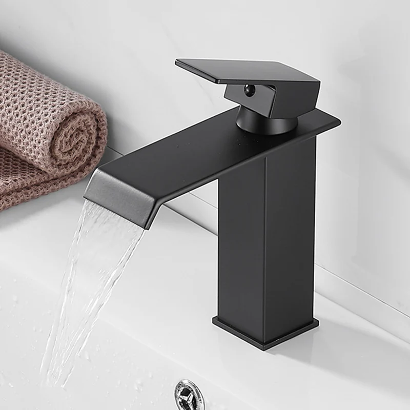 

Waterfall Stainless Steel Hot and Cold Water Faucet Above Counter Basin Bathroom Splash-proof Basin Faucet