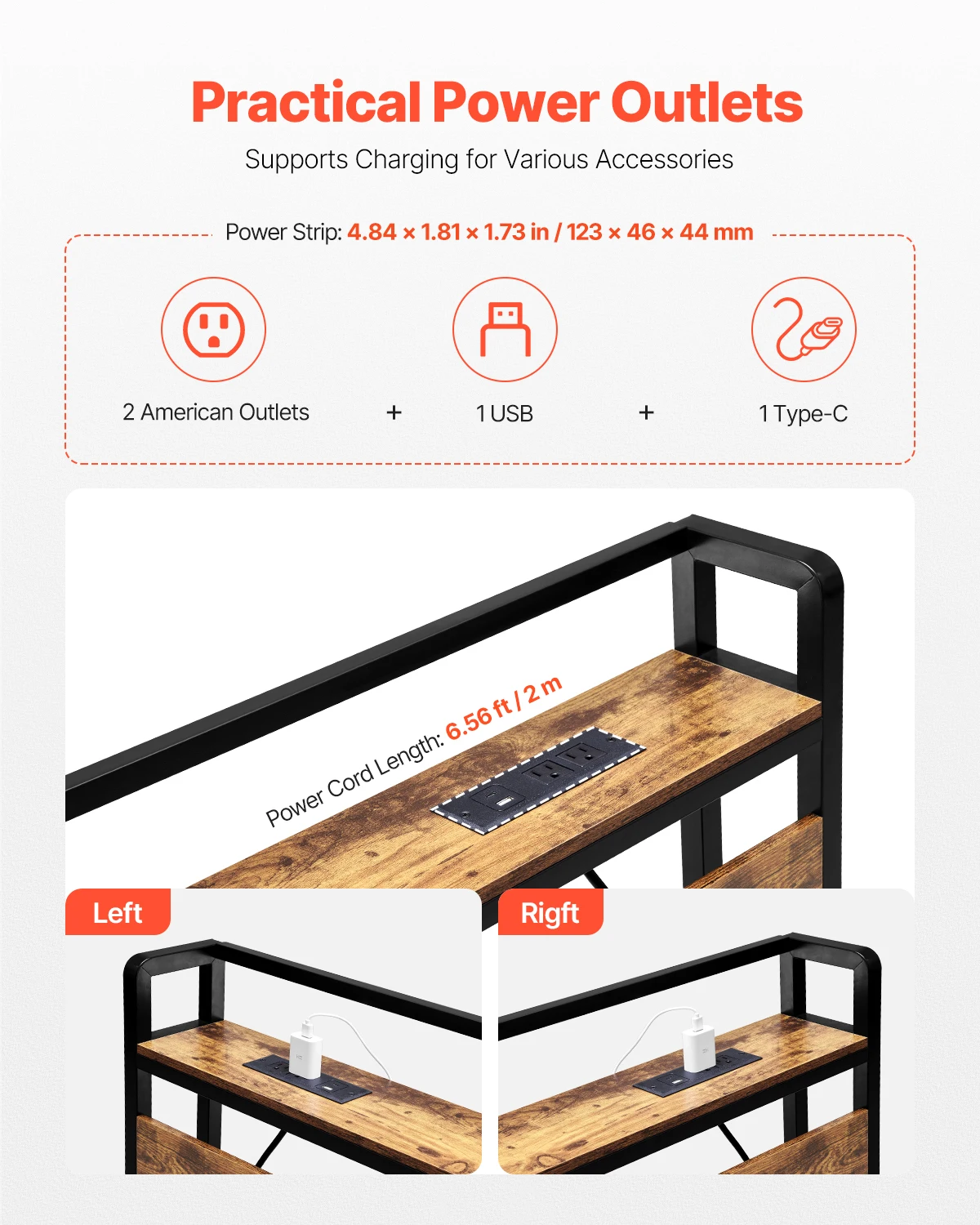 VEVOR Bed Headboard King Size Freestanding Head Board with Outlets & USB Port Adjustable Headboard for Different Bed Frames image 2
