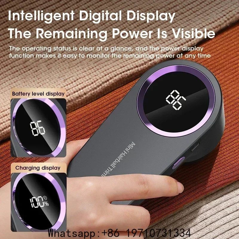 Rechargeable Electric Lint Remover with Digital Display, Portable Fabric Shaver & Hairball Trimmer for Clothing
