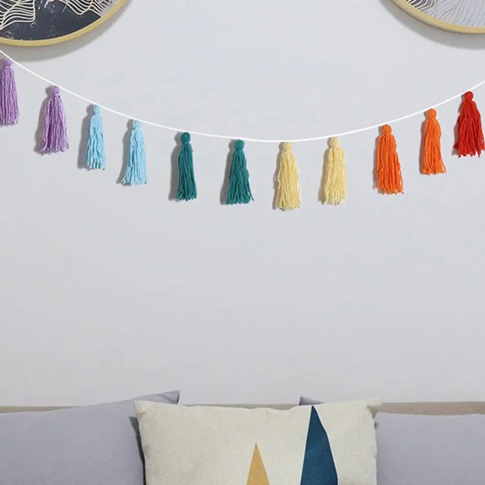 Wall Tassel Garland  Stylish Hand Knitting Beautiful  Handmade Woven Tassel Garland Home Supplies