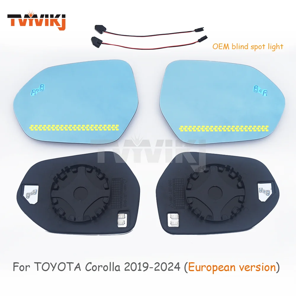 

1 pair Side Rearview Mirror Blue Glass LED indicator BSA For TOYOTA Corolla 2019-2024 European versioncar Wide angle