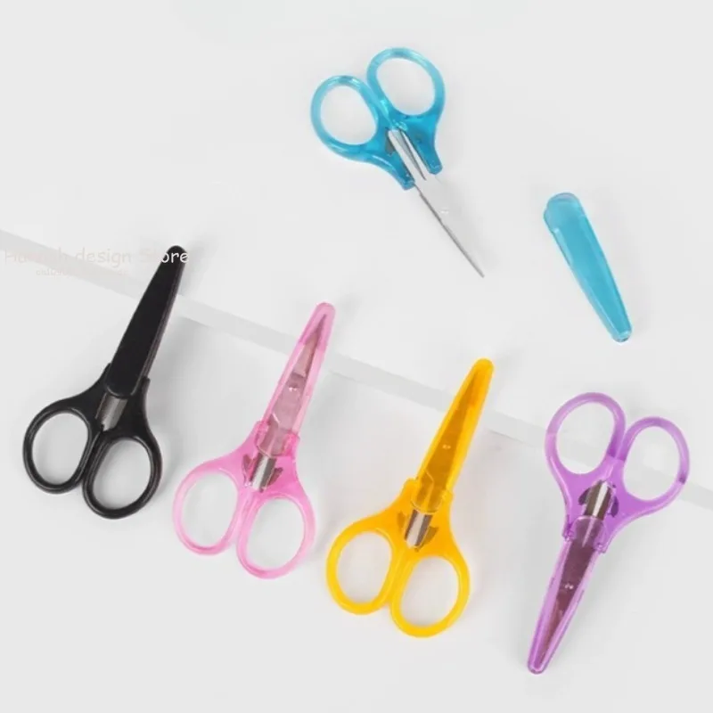 Compact Precision Craft Scissors Sharp Stainless Steel Blades with Protective Cap For Paper Cutting Scrapbooking Sewing