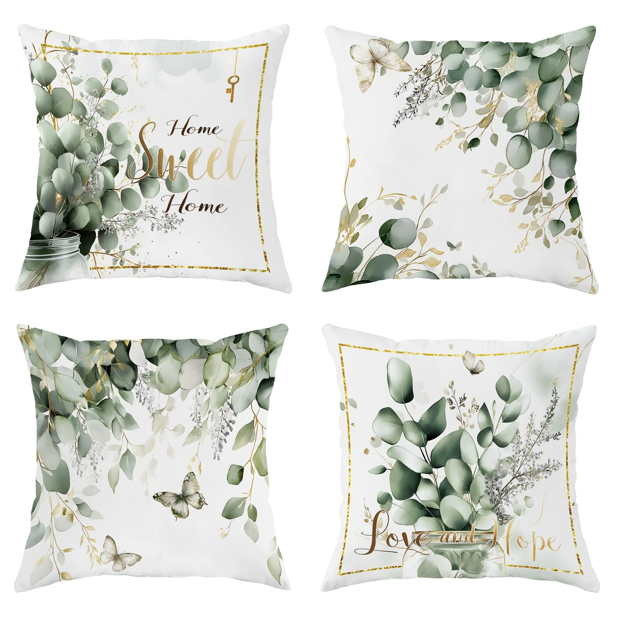 Eucalyptus & Inspirational Quote PillowcasesLiving room sofa cushion cover, soft and comfortable, bedroom room decoration