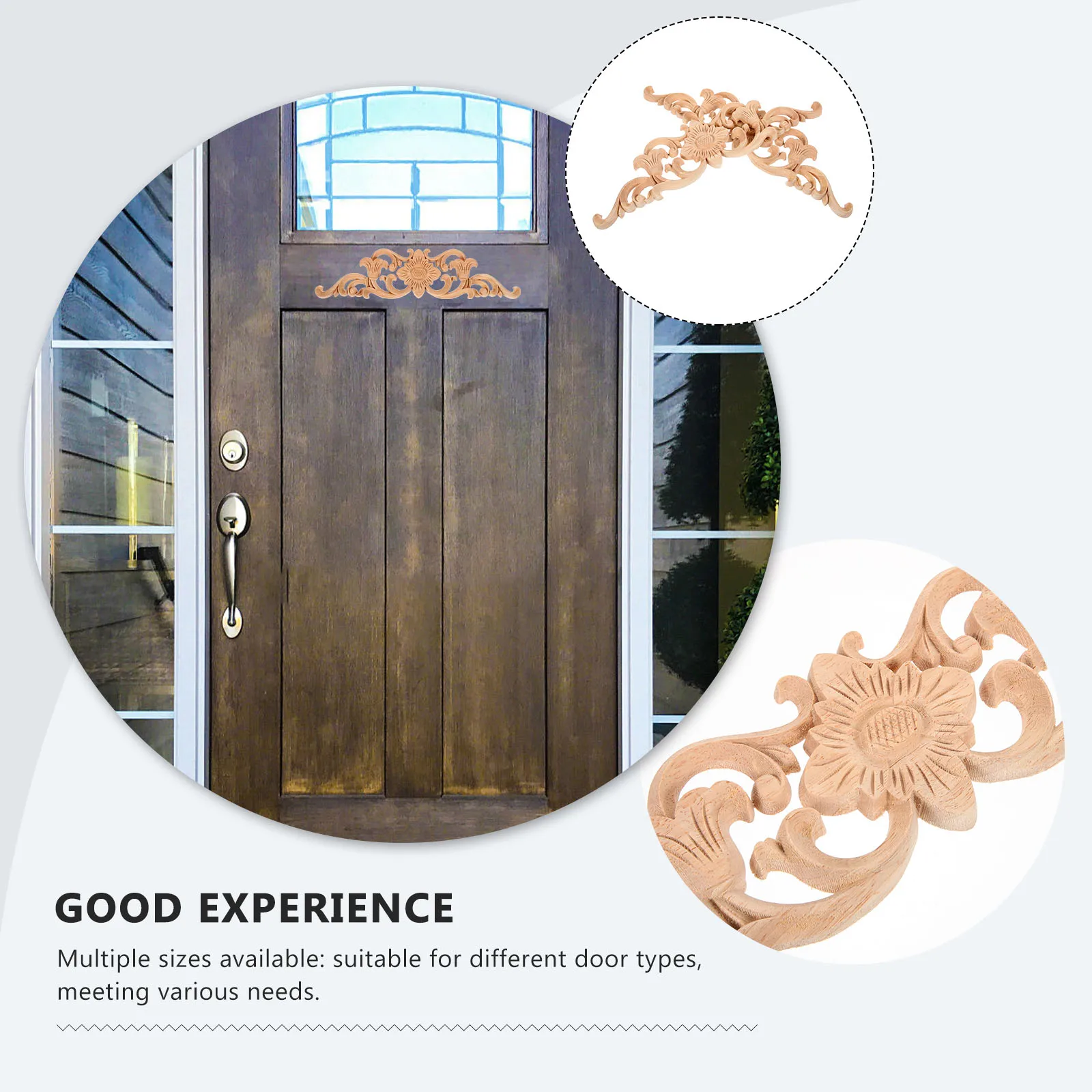 

2pcs 8 Cm Wood Carving Accessories Unpainted Wooden Applique Decorative Carved Onlays Vintage Furniture Wall Door
