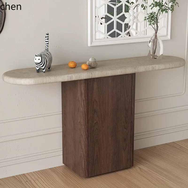 

marble high-end entrance cabinet enters the door living room creative decorative strip dining side cabinet