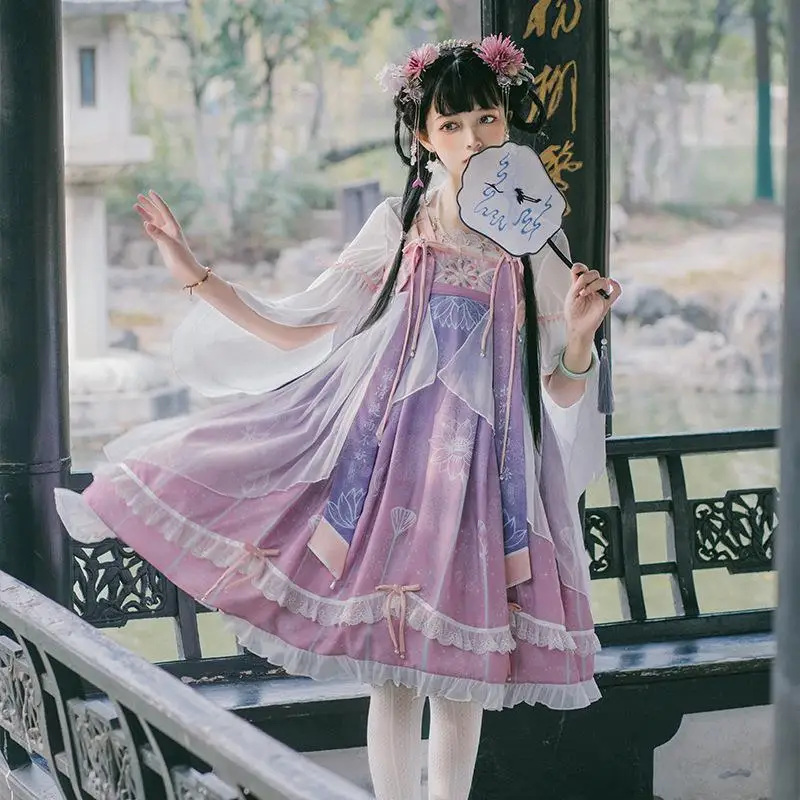 Donne Kawaii Lolita abiti maglione gonna ragazze Miads principessa dolce vestito cinese Hanfu Harajuku carino Costume Cosplay vestito