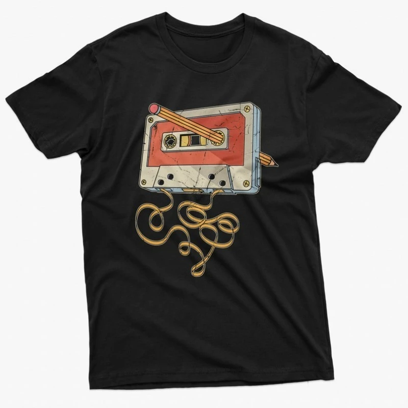 

80s Retro T-Shirt 90s Cassette Tee Shirt Tape Pencil Shirt Throwback Music Retro Tees Music Shirt Cassette T-Shirt Unisex Tees