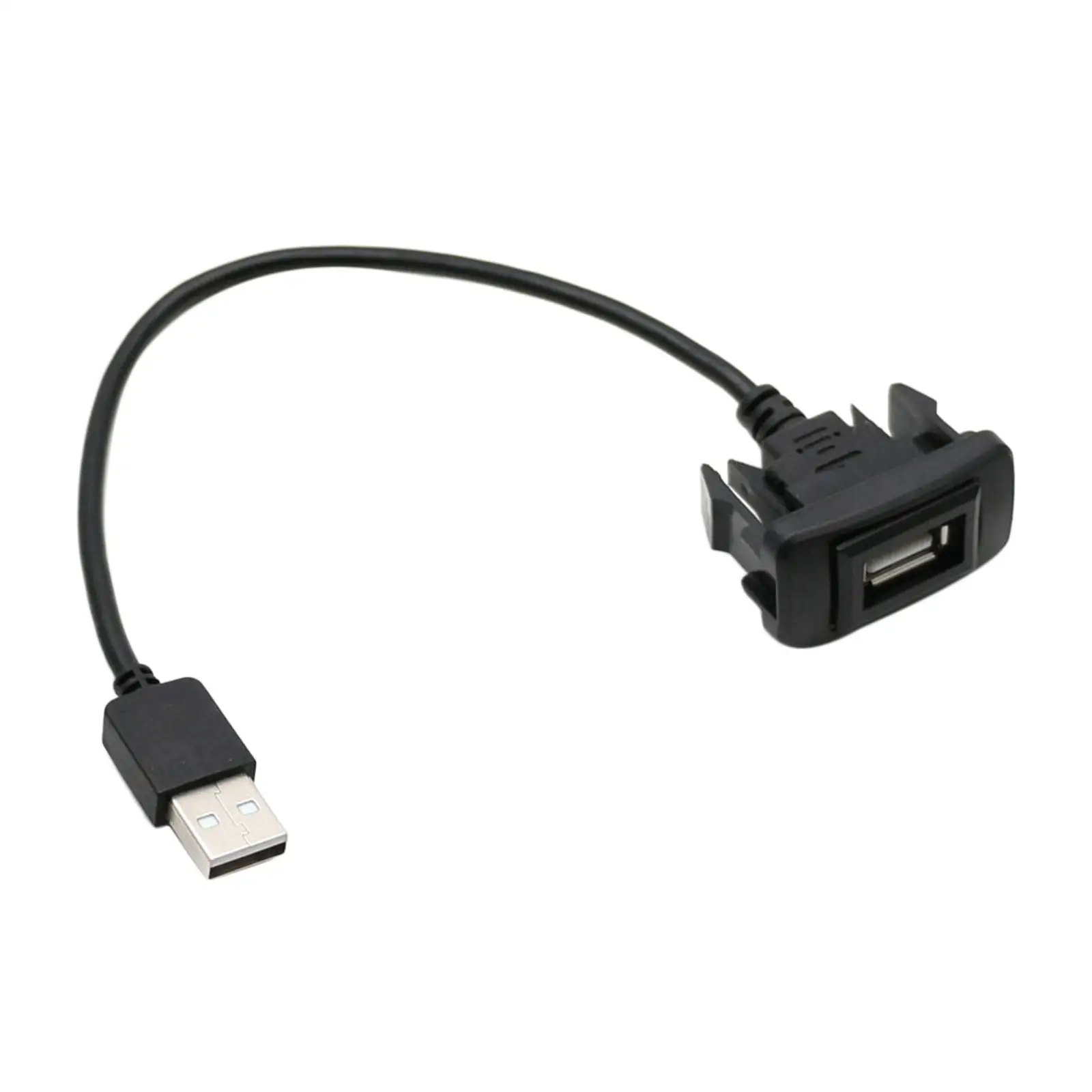 USB Panel Mount Extension Cable Black 25cm Male to Female Adapter Charging Socket for Car Dashboard Fitment
