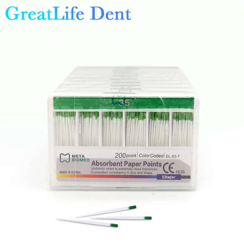 GreatLife Dent 10packs/lot Tips Taper 0.2/0.4/0.6 Size 15/20/25/30/35/40 Dental Root Endodontics Moisture Absorbent Paper Points