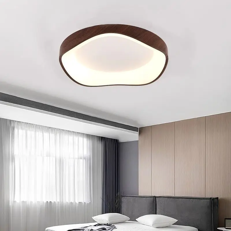 Bedroom Light LED Ceiling Light Retro Walnut Pattern Master Bedroom Study Light Simple Japanese-style Wabi-sandy Wind Lamp