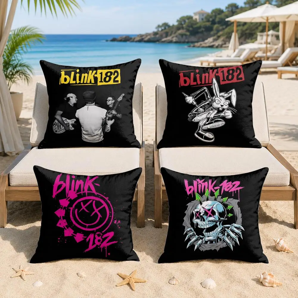 B-Blink 182 Band Rock Cushion Cover Silky Short Plush Invisible Zipper Dustproof Sofa Pillow Case For Home Decor